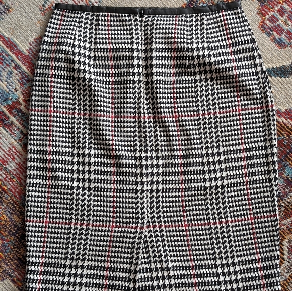 Talbots Houndstooth Ponte Faux Leather Trim Pencil Skirt - Picture 2 of 6